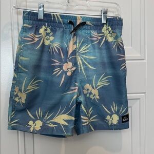Quiksilver Tropical Blue and Tan swim trunks